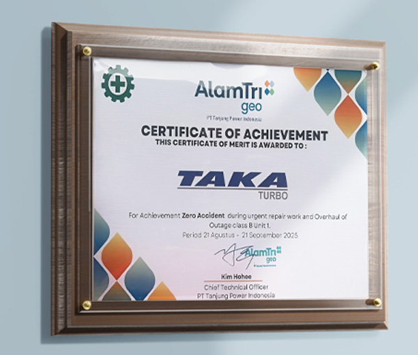 Zero Accident Award from PT Tanjung Power Indonesia