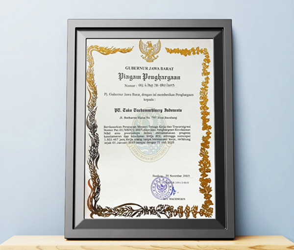 Zero Accident Award from the Governor of West Java